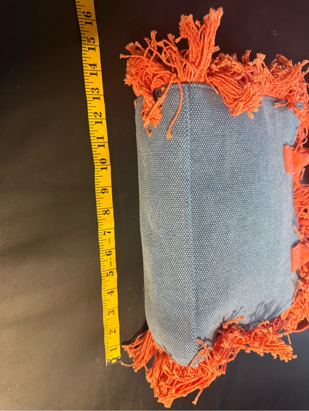 America & Beyond Orange-Fringe Trim Beaded Floral Tote Bag - Picture 6 of 11